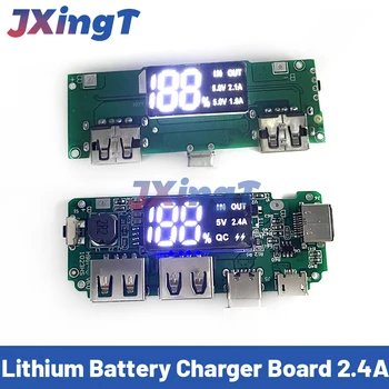 Плата зарядного устройства для литиевой батареи LED Dual USB 5V 2.4A Micro / Type-C USB Mobile Power Bank 18650 Зарядный модуль