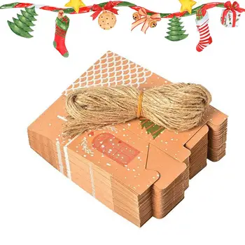 50шт Мини-Рождественский подарочный пакет Многоразовые Бумажные пакеты для Рождественского печенья и конфет Рождественский декор Свадьба Рождественская вечеринка Подарки для игрушек
