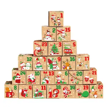 Коробки с Рождественским Адвент-календарем на 24 дня, Подарочные коробки с обратным отсчетом Адвента, Цифровая коробка для подарочной упаковки, Новогодние украшения своими руками