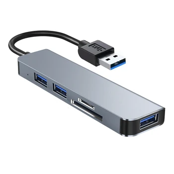 USB-концентратор 5 В 1, портативная док-станция, разветвитель концентратора, многопортовый адаптер