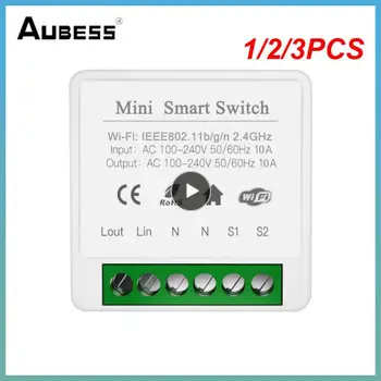 1/2 / 3ШТ Tuya Alice Wifi Mini Smart Switch 16A 2Way Mini Smart Life Switch Домашние гаджеты Через Alexa Голос домашнего помощника