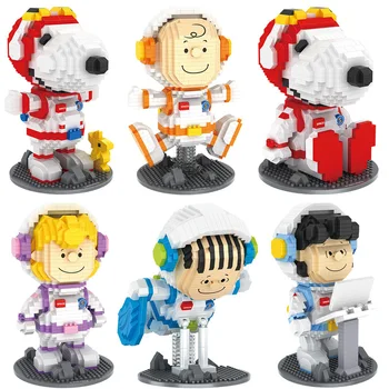 Фигурка Астронавта Снупи, Забавная пластиковая модель из аниме, строительные блоки, игрушки, фигурка Автомобиля, игрушки для ребенка, фигурка аниме, подарок на день рождения