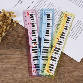 Прямая линейка длиной 1 шт 15 см, милое мультяшное пианино, линейка музыкальных нот, закладки, линейка для школьников, подарочная линейка, случайный цвет
