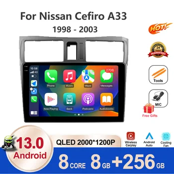 Android 13 Для Nissan Cefiro A33 1998-2003 Автомобильный Радио Мультимедийный Видеоплеер Навигация QLED 2K 4G LET No 2din 2 din BT Инструменты