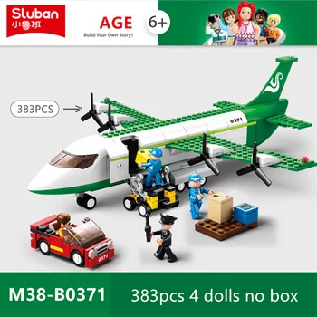 Sluban 383 шт., серия City, Пассажирский самолет, Реактивный грузовой самолет, Автобусные наборы, Современные Авиационные Строительные блоки для аэропорта, Детские игрушки