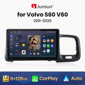 Junsun V1 AI Voice Wireless CarPlay Android Авторадио для Volvo S60 V60 2011 2012-2020 4G Автомобильный Мультимедийный GPS 2din автомагнитола
