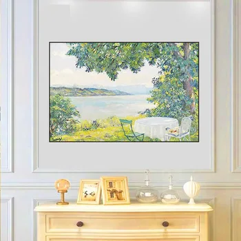 1620056 Пейзажная картина подвесная картина фон дивана украшение стен входное крыльцо картина маслом