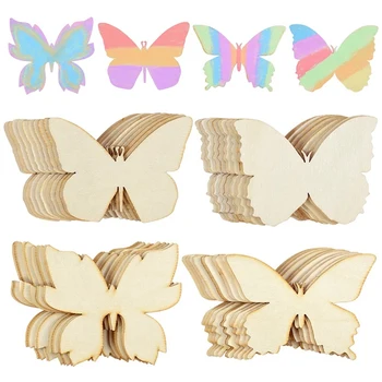 80 шт деревянная бабочка пустой срезы дерева комплект живопись дети ремесла свадебные пасхальные украшения для дома бабочки DIY подарок партии 