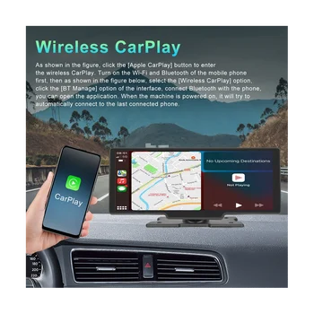 10,26-дюймовая беспроводная автомагнитола Carplay и Android Auto с голосовым управлением, FM-передатчик Bluetooth Mirrorlink Multimedia