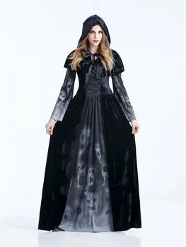 Костюм на Хэллоуин, черная ведьма, одежда для косплея демона, платье вампира, одежда для вечеринок