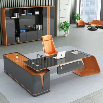Компьютерные офисные столы, Роскошный верстак, Деревянные ящики, Письменный стол, Офисная мебель для руководителей