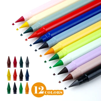 12 цветов/набор Цветных Вечных карандашей Morandi Неограниченное количество Вечных Карандашей для письма, Стираемая Красочная ручка Без чернил, Канцелярские принадлежности