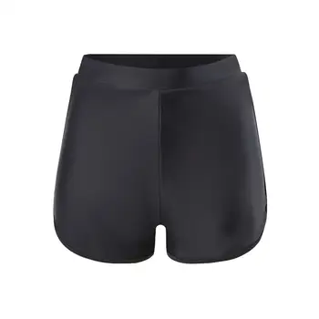 Плавательные шорты 2024 Женские Чистые Черные Бикини-боттом с высокой талией, Раздельная пляжная одежда на плоской подошве из цельной эластичной ткани Оптом