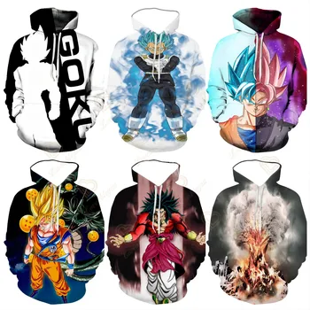 Детская толстовка Dragon Ball Z с принтом, пуловер с капюшоном, косплей, Harajuku, Повседневный спортивный костюм, Крутые осенние топы с капюшоном