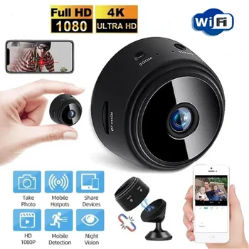 Мини камера A9 с разрешением 1080P Удаленный монитор с ночной версией движения Голосовое видео Беспроводные видеокамеры безопасности Камеры наблюдения
