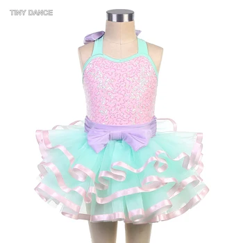 Детский танцевальный костюм для шоу, балетная пачка для девочек, розовое платье-трико из спандекса с блестками, детские пышные юбки-пачки, детские юбки-балерины