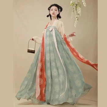 Женские китайские традиционные платья династии Тан Ханфу, зеленые, Красные, Древние костюмы Женщины Хань Фу, костюм для косплея, весна-осень