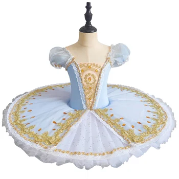 Детское балетное платье, светло-голубая юбка-пачка для девочек, представление в учреждении, представление в детском саду, Пышная марлевая юбка