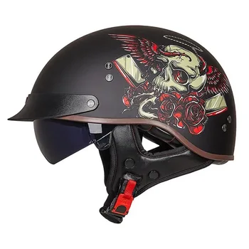 Ретро-немецкий мотоциклетный шлем Casco Moto Half Helmet Classic Moto Helmet DOT Certification Capacete De Moto С HD-козырьками