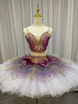 Балетная пачка Профессиональный танцевальный костюм Женщины девочки Ребенок Взрослый Индивидуальный размер платья для выступлений, одежда для сценических танцев