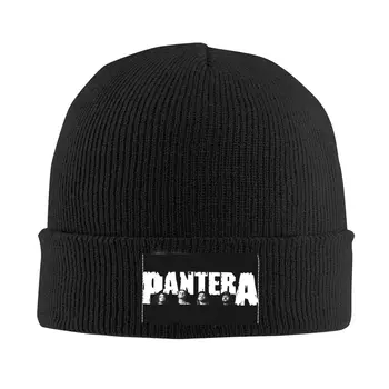 Винтажная шапочка с логотипом хэви-метал группы Pantera, вязаная в рубчик, с манжетами для мужчин и женщин, теплые зимние тюбетейки, Вязаные шапочки