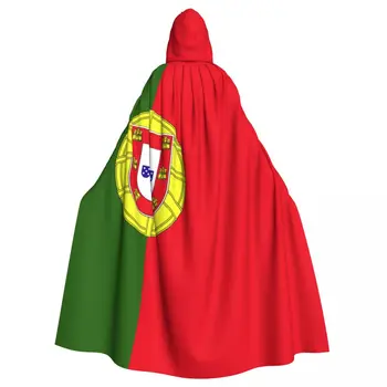 Взрослый плащ вампира с капюшоном на Хэллоуин, плащ с флагом Португалии, косплей в полный рост