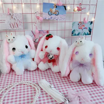 Сумка Lolita Rabbit Bear Bag JK Bag Cute Bunny Messenger Bag Element Милая сумка Lolita с клубничным бантом