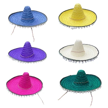 Праздничная шляпа, сомбреро, праздничная шляпа, мини-мексиканское сомбреро, соломенное сомбреро