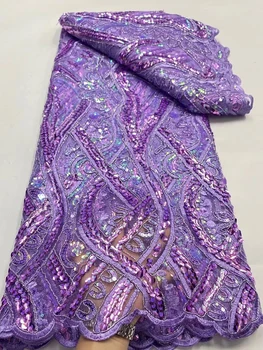 Французская сетчатая кружевная ткань 2024 Новейшая Африканская Французская сетчатая кружевная ткань с камнями для пошива Нигерийского свадебного платья для новобрачных
