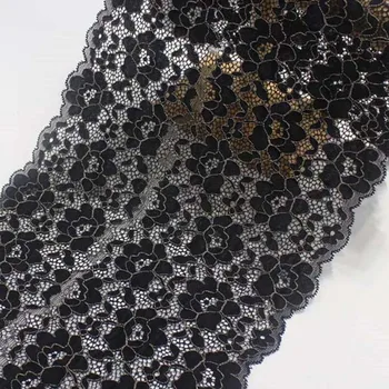 2 метра цветочной вышивки с эластичной кружевной отделкой черного цвета для пошива нижнего белья, нижнего белья, бюстгальтера, рукавов для платья, декора своими руками Шириной 23 см