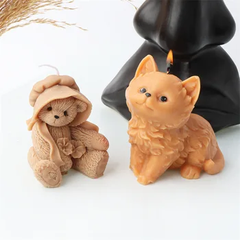 3D силиконовая форма для свечей с милым котом в прекрасной шляпе, сидящий кот, шоколадный торт, силиконовая форма для украшения дома, глиняные формы