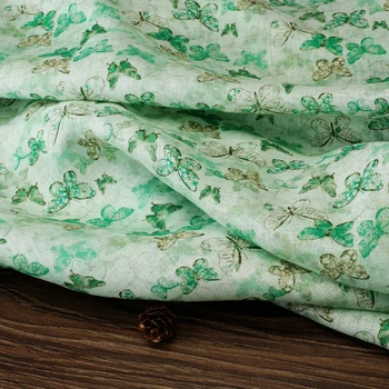 высококачественная зеленая хлопчатобумажная ткань с принтом рами Свадебное Платье Тюлевая юбка Материал ткани для пэчворка kumas telas por metros