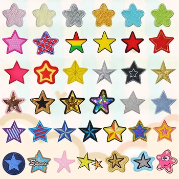 5ШТ Карнавальный значок Нашивка с пятиконечной звездой для одежды, Гладильная вышивка, нашивка для шитья, значок