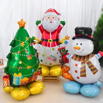 Рождественский Стоящий Снеговик Санта Клаус Воздушный Шар Рождественский Щелкунчик Солдатский Шар 2024 Новогодняя Вечеринка Рождественское Украшение Дома 2023