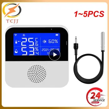 Поддержка датчика температуры и влажности Tuya WIFI 1-5 шт., Alexa Assistant, умный гигрометр для помещений, термометр с ЖК-дисплеем