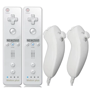 1 / 2ШТ Пульт дистанционного управления с контроллером Nunchuck для консоли Wii Беспроводной геймпад с Motion Plus для управления играми Nintendo