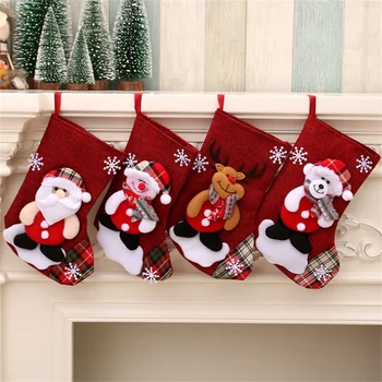 Рождественский чулок, подарочный пакет, Рождественский подарок, пакет конфет, Рождественские подвески, украшения для дома, Новогодний носок, Декор Рождественской елки