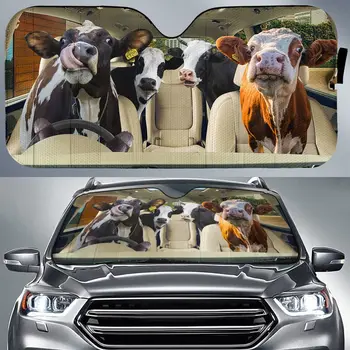 Забавные коровьи очки, солнцезащитный козырек для семейного вождения, лобовое стекло автомобиля для защиты от ультрафиолета, солнцезащитный козырек на переднее стекло