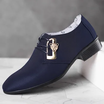 Мужские модельные туфли большого размера, роскошная деловая официальная обувь, мужские модные дерби с острым носком на низком каблуке со шнуровкой, Zapatos Hombre