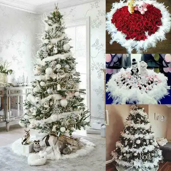2 м Рождественская елка Боа из белых перьев Рождественская лента праздничная гирлянда декор