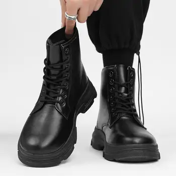 Мужская весенне-осенняя одежда для защиты труда в британском стиле, износостойкие мужские повседневные туфли с высоким берцем для мальчиков