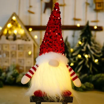 Новые поступления Рождественская кукла с длинной бородой, Плюшевая шляпа с легкой тростью, украшения витрины, Праздничная Новогодняя атмосфера