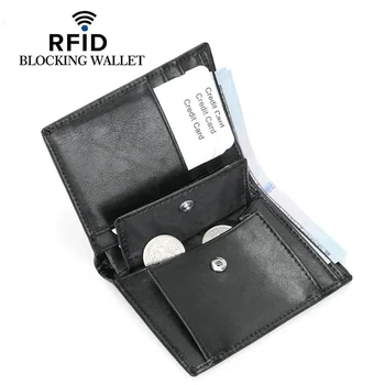 Мужской кошелек RFID Из искусственной Кожи, Держатель для карт, Короткие Кошельки, Двойной Дизайн, Маленький кошелек, Сумка для денег, Карман для монет, Высокое Качество