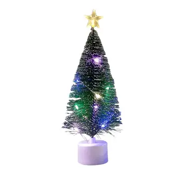 Светящаяся рождественская елка, Настольная Рождественская елка, Мини-искусственная маленькая рождественская елка, Реалистичная предварительно подсвеченная мини-рождественская елка