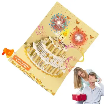 3D праздничный торт, поздравительная открытка с Днем рождения, музыкальная световая поздравительная открытка С всплывающими счастливыми открытками, украшения, креативный подарок для девочки