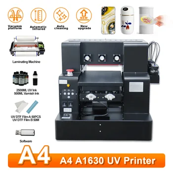 УФ-Принтер A4 L805 UV DTF Transfer Stickers Принтер с Ламинатором, Набором УФ-чернил, Поворотным Держателем Бутылки A4 UV DTF принтер