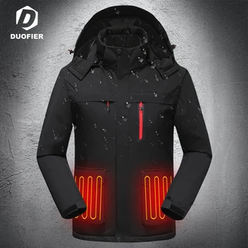 Уличное пальто, мужские куртки с подогревом, USB-электрическая батарея, Куртка с капюшоном с подогревом, теплая зимняя термоодежда, непромокаемая