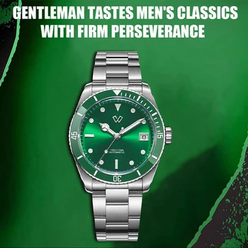 Модные часы water ghost green мужские полностью автоматические мужские модные часы с календарем на стальном ремне модные мужские студенческие немеханические