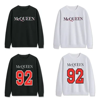 Толстовка McQueen с капюшоном American High Street, цветной буквенный логотип, толстовки с круглым вырезом, осенне-зимний пуловер для мужчин и женщин