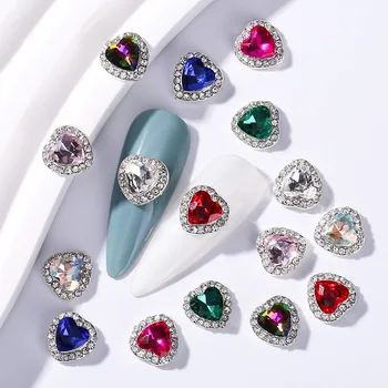 10 шт./лот Дизайнеры ногтей Love Charm Jewelry 7,5x8 мм Дизайн ногтей в форме сердца с Водяным бриллиантом Для ногтей Nail Art Decoration